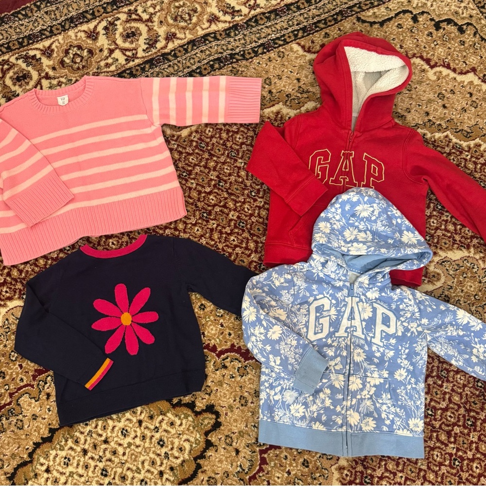 GAP Kids Pink Striped Sweater and Red Hoodie Set